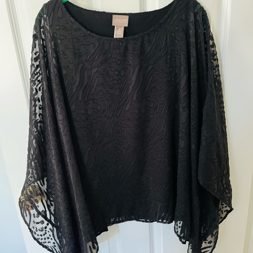 Chico's Elegant Black Textured Blouse
